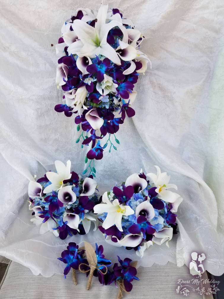 Dress My Wedding Casablanca lily and galaxy orchid bouquet