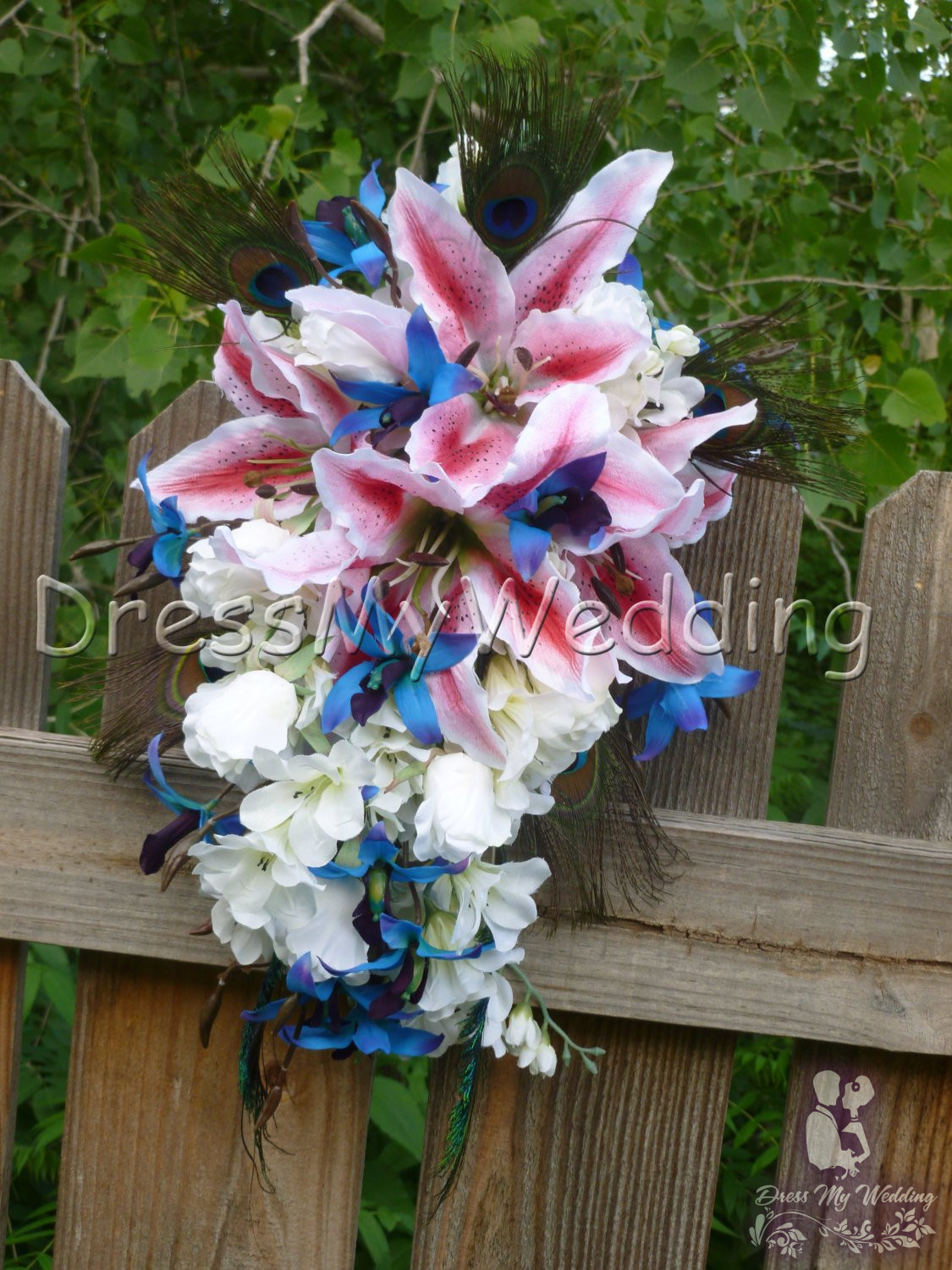 Dress My Wedding Blue orchid and tiger lily bouquet