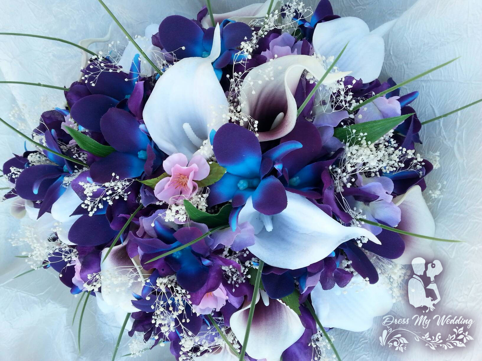 Dress My Wedding – Galaxy orchid bridal bouquet with cherry blossoms