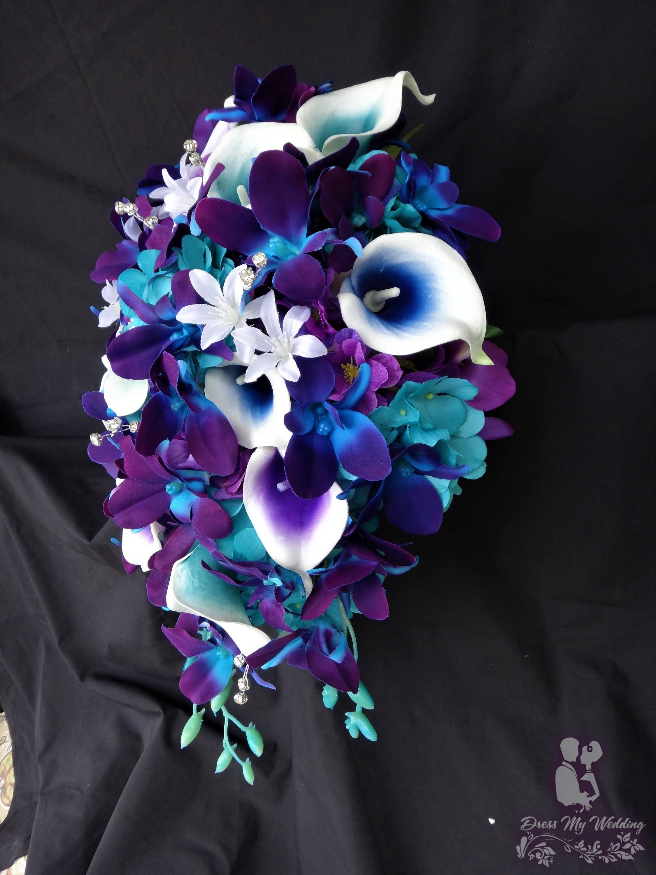 Dress My Wedding Galaxy Orchid Bridal Bouquet With Purple Teal And