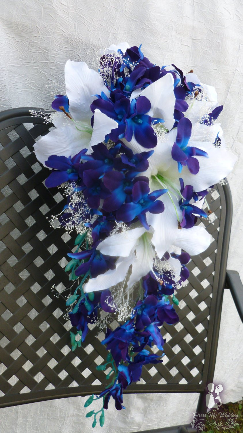 Dress My Wedding Casablanca lily and galaxy orchid cascading bouquet