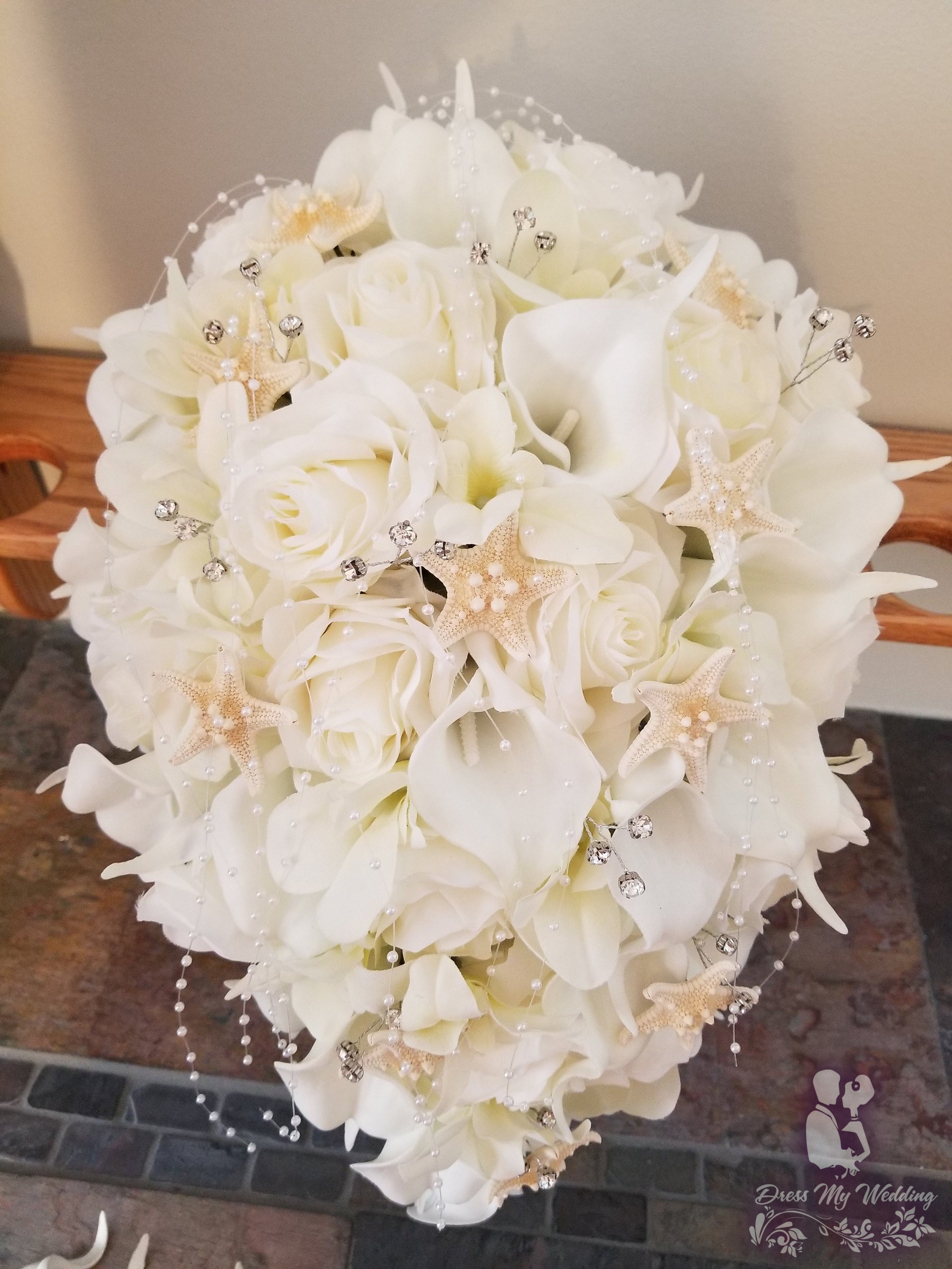 Dress My Wedding – Ivory, cream cascading bridal bouquet, calla lily