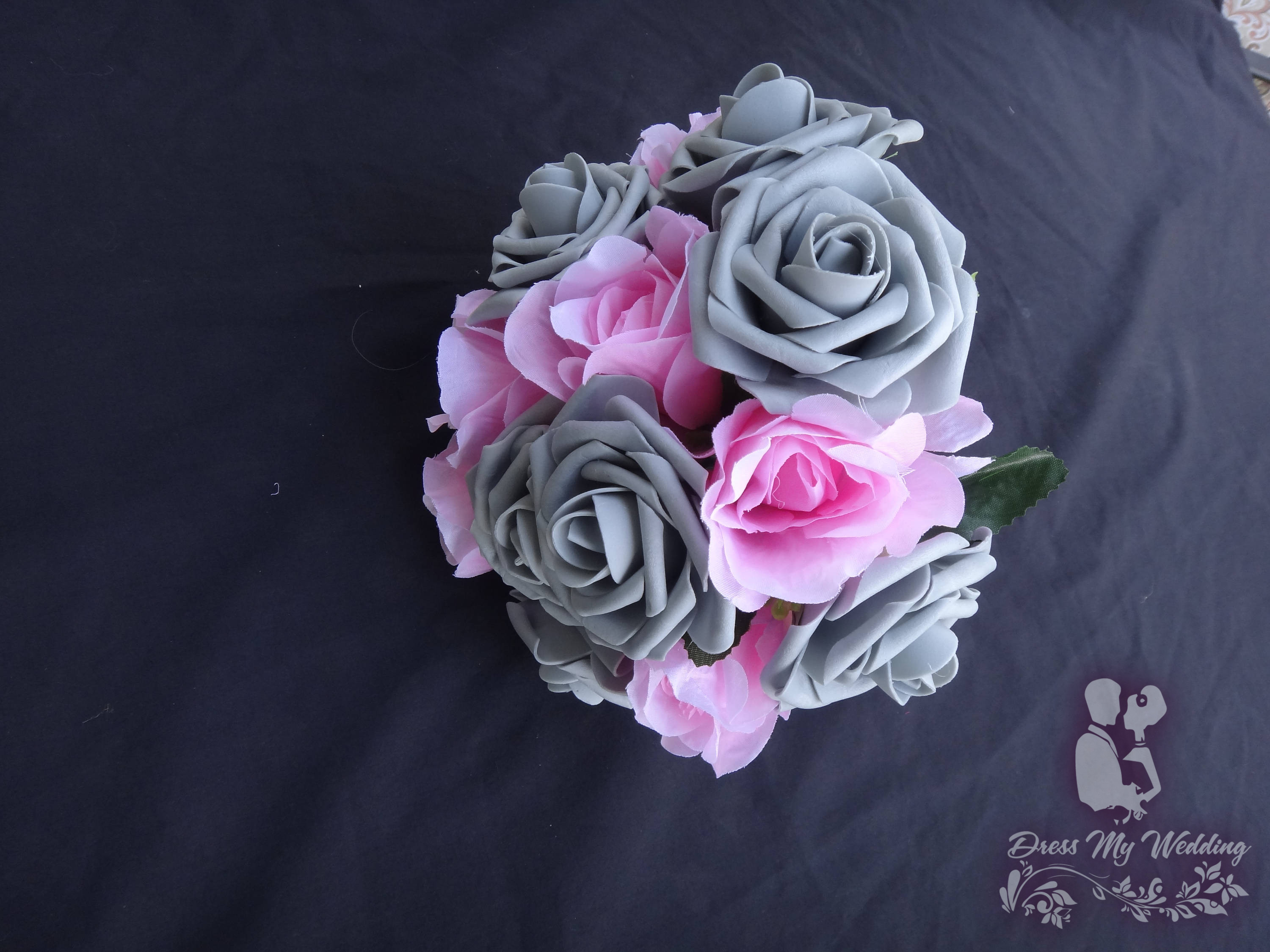 Dress My Wedding Pink gray small bouquet, bridesmaids bouquet, silk