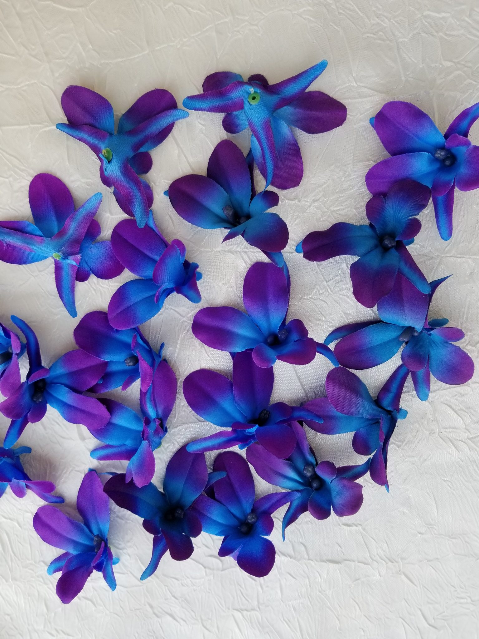 Dress My Wedding 25 purple blue silk orchids