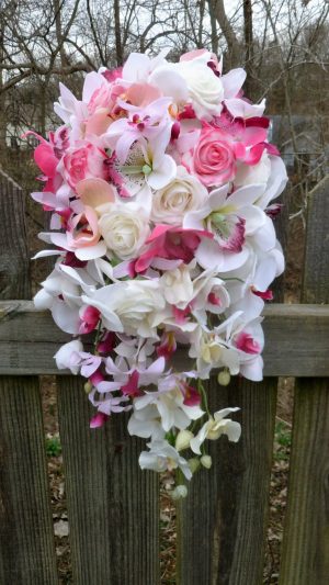 Orchids and rose cascading bouquet - Image 3