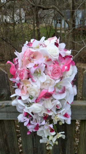 Orchids and rose cascading bouquet - Image 4