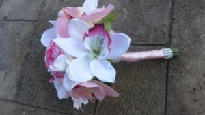 Real touch rose, fabric orchid bridesmaids bouquet, small bouquet - Image 3