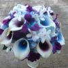 Purple blue galaxy orchid, purple picasso calla lily, blue picasso bridal bouquet, Stephanotis, turquoise - Image 3