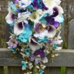 Cascading bridal bouquet with champagne hydrangeas