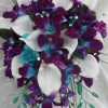 Galaxy orchid bridal bouquet, white real touch calla lilies - Image 6