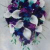Galaxy orchid bridal bouquet, white real touch calla lilies - Image 4