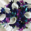 Galaxy orchid bridal bouquet, white real touch calla lilies - Image 3