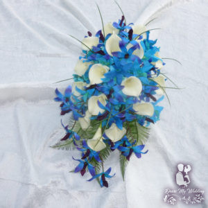 Blue purple silk orchid bouquet - Image 4