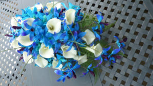 Blue purple silk orchid bouquet - Image 5