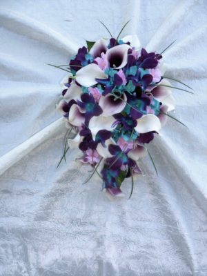 Galaxy orchid bouquet with cherry blossoms - Image 3