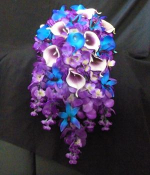 Purple and blue cascading bouquet - Image 2