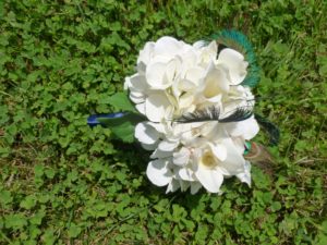Hydrangea bouquet with peacock feathers for bridemaids, brides, Custom orders are accepted for more colors - Image 5
