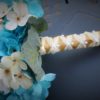 Turquoise, gold, chamapgne bridal bouquet with ivory roses, hydrangea bride bouquet, artificial flower bouquet, gold pearl accent - Image 4