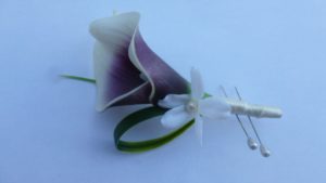 Picasso calla boutonnière, button hole, real touch calla, groomsmen, groom, artificial flower - Image 2