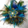 Peacock bridal bouquet, accented with rhinestones, floral feather bouquet - Image 4