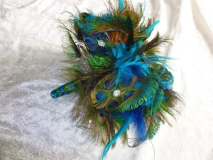 Peacock bridal bouquet, accented with rhinestones, floral feather bouquet - Image 5