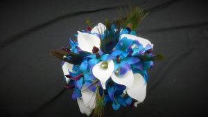 Calla lily, purple blue orchid bouquet - Image 3