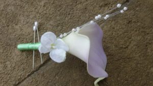 Lavender calla lily pearl boutonniere - Image 2