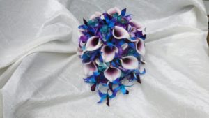 Purple, teal, blue bridal bouquet, purple blue orchids, picasso calla, teal purple hydrangea bouquet, bridal bouquet - Image 2