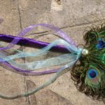 Peacock feather wand, fairy wand, peacock wedding, purple, turquoise, flower girl wand