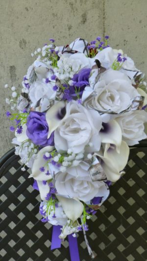 White purple country silk bridal bouquet - Image 3