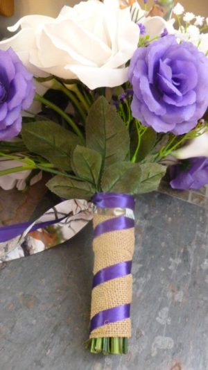 White purple country silk bridal bouquet - Image 5