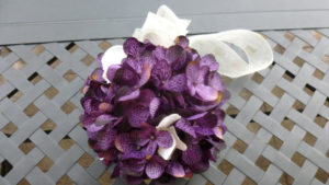 Flower girl kissing ball, plum purple kissing ball, artificial flowers, pomander - Image 2