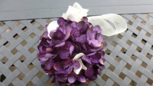 Flower girl kissing ball, plum purple kissing ball, artificial flowers, pomander - Image 3