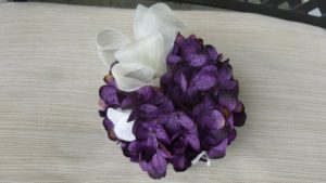 Flower girl kissing ball, plum purple kissing ball, artificial flowers, pomander - Image 5