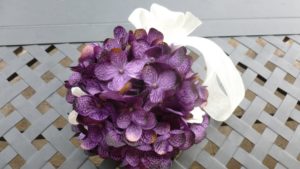 Flower girl kissing ball, plum purple kissing ball, artificial flowers, pomander - Image 4