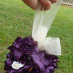 Flower girl kissing ball, plum purple kissing ball, artificial flowers, pomander