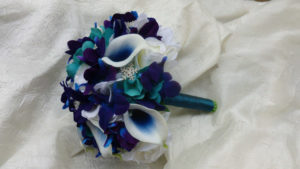 Galaxy orchid and turquoise bridal bouquet - Image 4