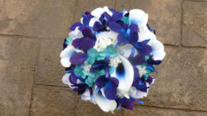 Galaxy orchid and turquoise bridal bouquet - Image 3