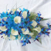 Blue purple silk orchid bouquet - Image 2
