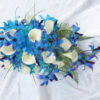 Blue purple silk orchid bouquet - Image 3