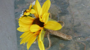 Sunflower corsage, boutonniere, button hole with baby's breath - Image 2