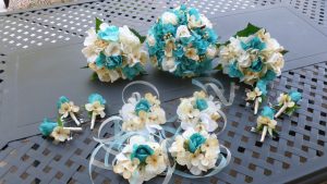 Champagne turquoise bridesmaids bouquet, small bouquet, toss away bouquet - Image 2