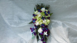 Cascading galaxy orchid bridal bouquet