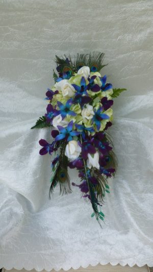 Cascading galaxy orchid bridal bouquet