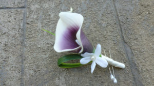 Picasso calla boutonnière, button hole, real touch calla, groomsmen, groom, artificial flower
