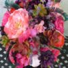 Pink, coral, sangria, plum purple cascading bouquet, peacock feathers, bridal teardrop bouquet - Image 5