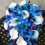 Purple, teal, blue bridal bouquet, purple blue orchids, picasso calla, teal purple hydrangea bouquet, bridal bouquet