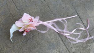 Flower girl wand, calla lily wand white, soft pink orchids, blush, real touch  calla - Image 2