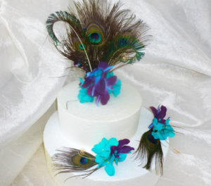 Peacock galaxy orchid cake topper 3 pieces, purple blue orchid cake topper, singapore orchids