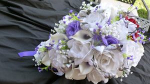 White purple country silk bridal bouquet
